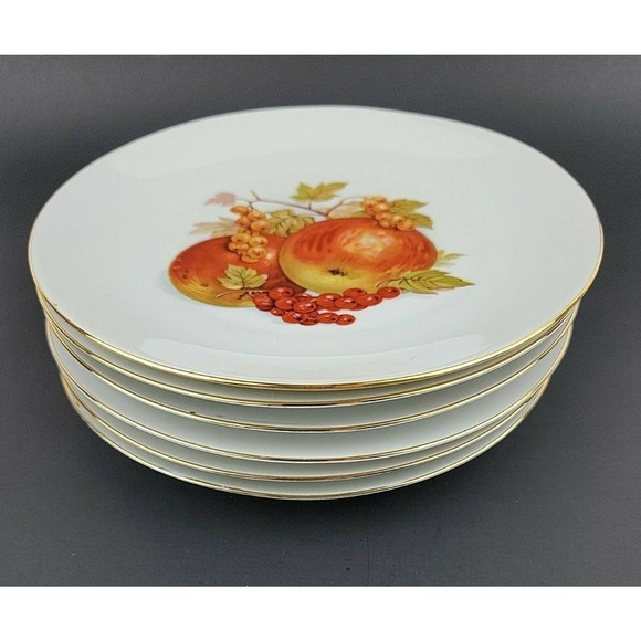 Bareuther Waldsassen Bavaria Germany Fruit Dessert Vintage Plates 6 Assorted 7in - Picture 11 of 12